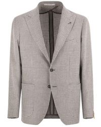Tagliatore - Single-Breasted Houndstooth Pattern Blazer - Lyst