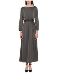 Marella - Segesta Belted Long-Sleeved Satin Dress - Lyst