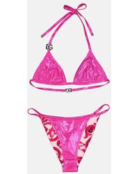 Dolce & Gabbana - Dg Logo Plaque Triangle Bikini Set - Lyst