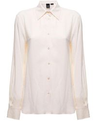 Pinko - Ivory Colored Crepe De Chine Shirt Woman - Lyst