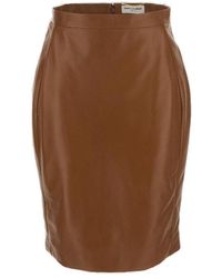 Saint Laurent - Pencil Leather Skirt - Lyst