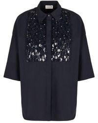 P.A.R.O.S.H. - Sequin Embellished Collared Short-Sleeve Shirt - Lyst