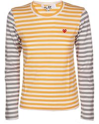 COMME DES GARÇONS PLAY - Logo-patch Striped Crewneck T-shirt - Lyst