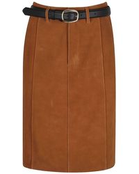 Self-Portrait - Belted Leather Skirt - Lyst