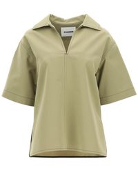 Jil Sander Tunic Blouse In Cotton And Silk - Green