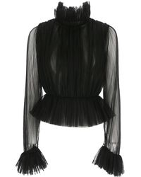 KHAITE - Long-Sleeved Ruffle Detailed Blouse - Lyst