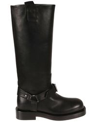 Burberry - Saddle Knee-high Round-toe Boots - Lyst
