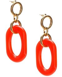 Marni Hoop Drop Earrings - Orange