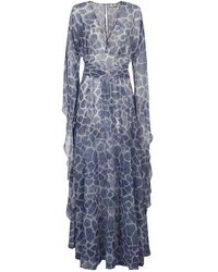 Elisabetta Franchi V-neck Draped Dress - Blue