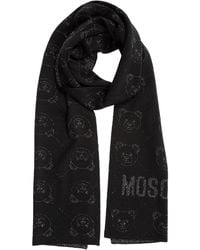 White Moschino Synthetic Teddy Bear Viscose Scarf in Grey - Save 3% Womens Scarves and mufflers Moschino Scarves and mufflers 