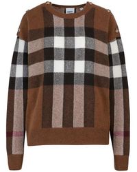 Burberry - Sweater With Tartan Motif - Lyst