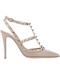 Valentino Leather Rockstud Caged 65mm Pump In Brown Lyst