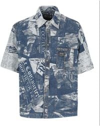 Versace - All-over Printed Denim Shirt - Lyst