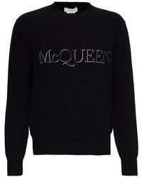 Alexander McQueen Cotton Jumper With Logo - Black
