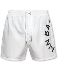 Balmain - Logo Print Drawstring Swim Shorts - Lyst