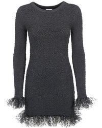 Saint Laurent - Tulle Trimmed Mini Dress - Lyst