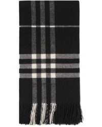 Burberry - Check Printed Fringed Edge Scarf - Lyst
