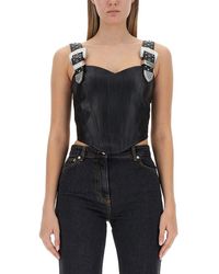 Moschino - Jeans Buckle-strap Leather Bustier Top - Lyst