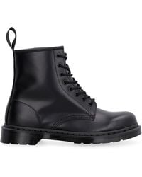 Dr. Martens - 1460 Mono Combat Boots In Black Leather - Lyst