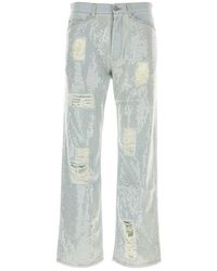 Palm Angels - Ripped Straight Leg Jeans - Lyst