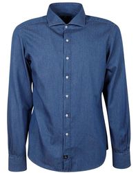 Fay - Buttoned Long-sleeved Denim Shirt - Lyst