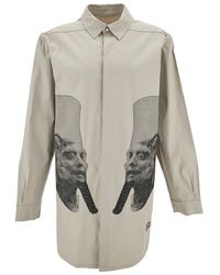 Rick Owens - White Shirt With Contrasting Embroidery In Stretch Cotton Man - Lyst