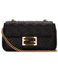 Fendi - Baguette Bag In Nappa Leather With Embossed Ff Monogram - Lyst