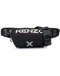 KENZO Sport Logo Printed Belt Bag - Black