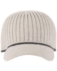 Brunello Cucinelli - Ribbed Virgin Wool, Cashmere And Silk Knit Baseball Cap With Jewel - Lyst