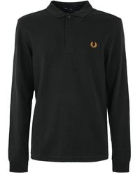 Fred Perry - Long Sleeved Logo Embroidered Polo Shirt - Lyst