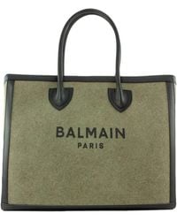 Balmain B-army Logo Print Tote Bag - Green