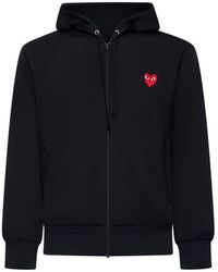 COMME DES GARÇONS PLAY - Heart Logo Patch Zip-Up Hoodie - Lyst