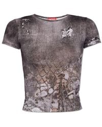 DIESEL - Cropped T-shirt With Abstract Print - Lyst