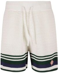Casablancabrand - Striped-edge Crochet Knitted Drawstring Shorts - Lyst