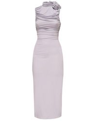 Magda Butrym - Magda Burtym Ruched Mock Neck Midi Dress - Lyst