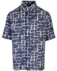Fendi - Ff Frayed Jacquard Short Sleeved Shirt - Lyst