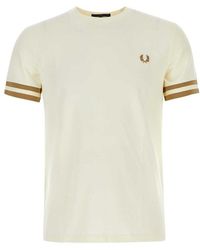 Fred Perry - Ivory Piquet T-Shirt - Lyst