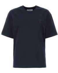 Ami Paris - Navy Blue Cotton Oversize T-shirt - Lyst