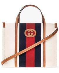 Gucci - Web Striped Detail Shopper Tote Bag - Lyst