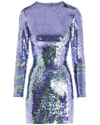 purple long sleeve sequin dress
