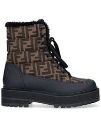 Fendi - Signature Lace-Up Biker Boots - Lyst