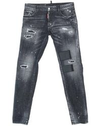 DSquared² - Logo Patch Distressed Jeans - Lyst