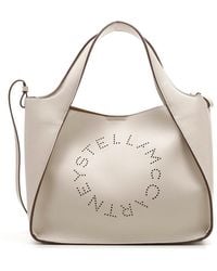 Stella McCartney - Vegan Leather Tote Bag With Perforated Logo Detail - Lyst