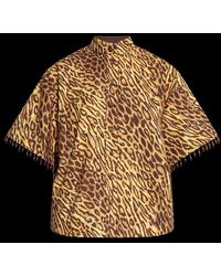 Zimmermann - Coco Leopard Printed Beaded Fringe Shirt - Lyst