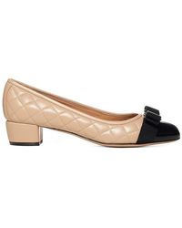 Ferragamo - Vara Embellished Patent-trimmed Quilted Leather Pumps - Lyst