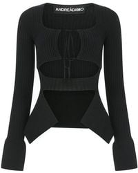 ANDREA ADAMO - Cut-out Knitted Top - Lyst