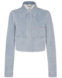 Fendi - Logo Detailed Denim Jacket - Lyst