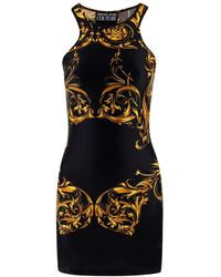 Versace Jeans Couture Baroque Print Sleeveless Mini Dress - Black
