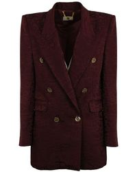 Elisabetta Franchi - Monogram Jacquard Crepe Double-Breasted Jacket - Lyst