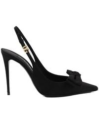 Dolce & Gabbana - Leather And Silk Slingback With Bow - Lyst